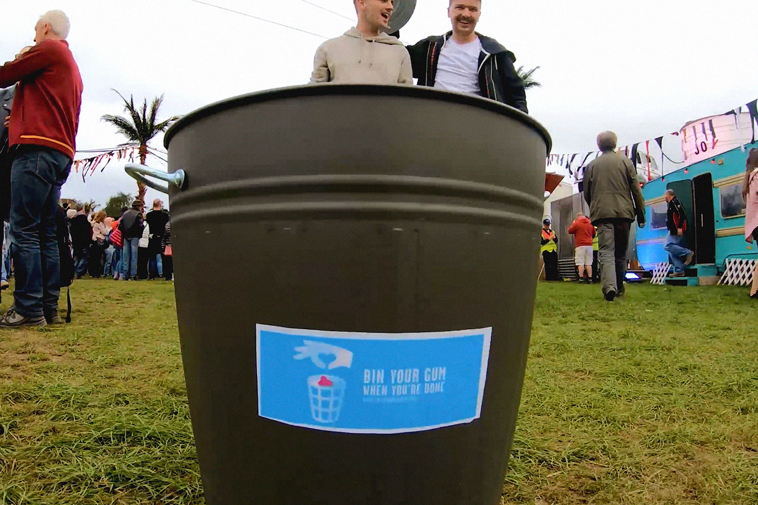 Lads with bin at Electric Picnic