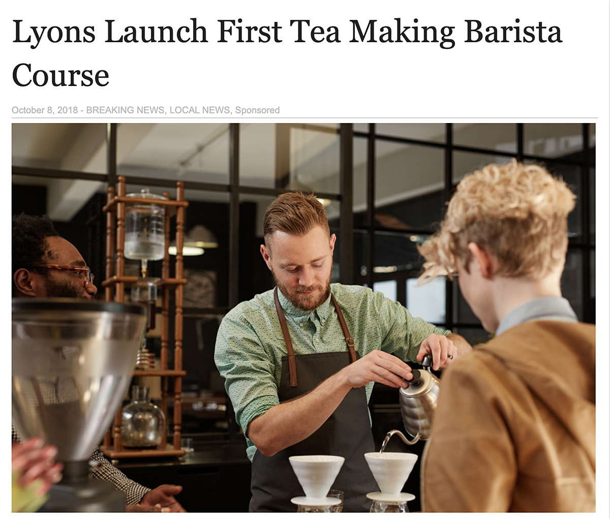 Lyons launch first Tea Making Barista course